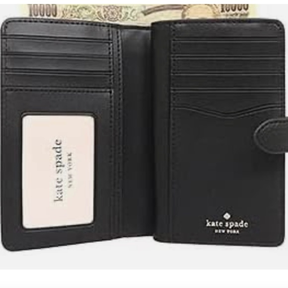 NEW Kate Spade New York Lena Bifold Medium Compact Wallet KH787 Black - Picture 4 of 7